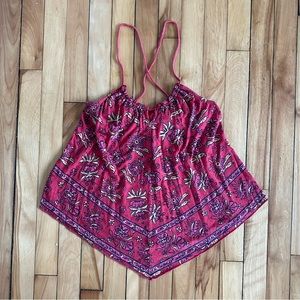 Red Floral American Eagle Tank Top